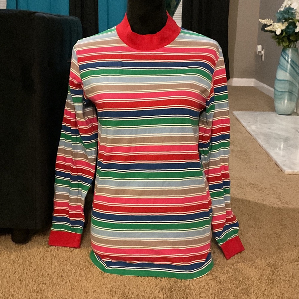 Men's Turtleneck Sweater - Red, Green, Blue, Navy, White Stripes